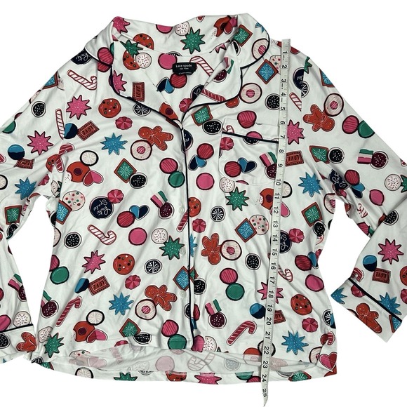Kate Spade New York Womens Button Down Pajama Set Red Multi Colored Size XL - Picture 5 of 12